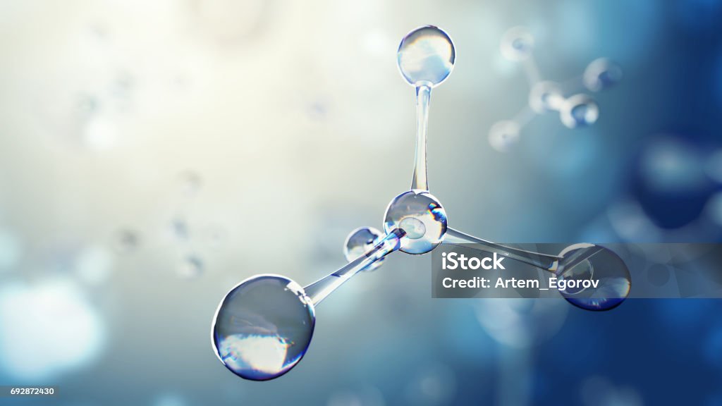 Fondo de ciencia con moléculas y átomos - Foto de stock de Biología libre de derechos