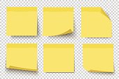 istock Yellow sticky notes. Vector set on tranparent background. 692876880