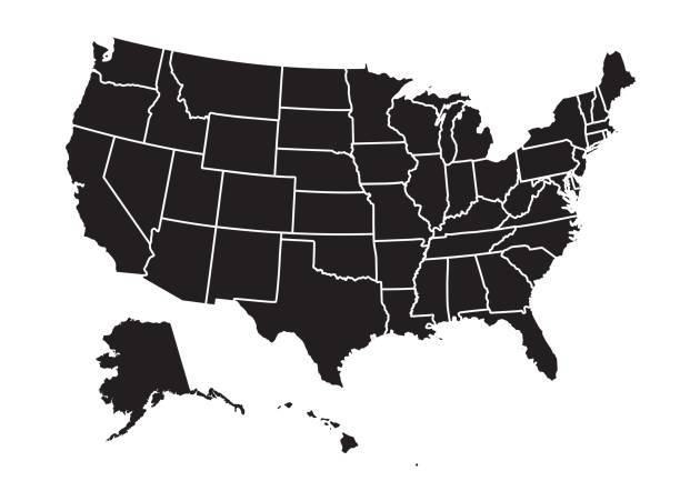 USA map vector illustration USA map vector illustration arkansas kansas stock illustrations