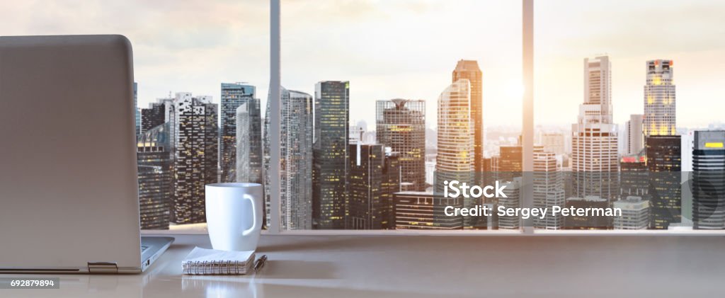 Workplace View Work Place With Panoramic View Stock Photo - Download Image Now ...