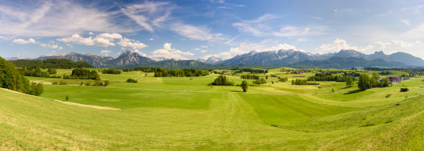 istock panorama landscape in Bavaria with meadow and alps mountains 692883904