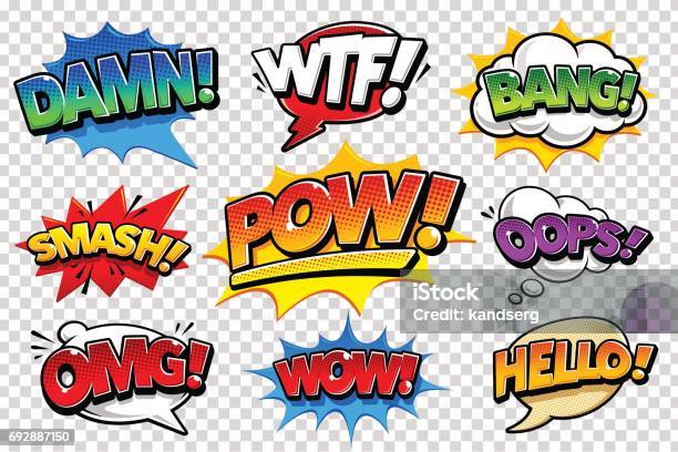 Comic Speech Bubbles Stock Illustration - Download Image Now - Comic Book, Text, Pop Art