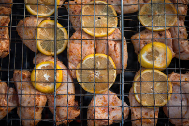 Grilled chicken breast on barbeque