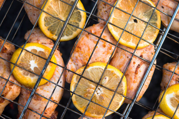 Grilled chicken breast on barbeque