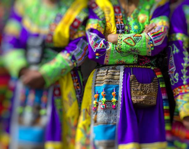 istock Peruvian dancers at the parade in Cusco. People in traditional clothes. 692891966
