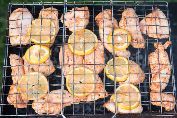Grilled chicken breast on barbeque