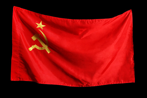 The Soviet flag isolated on a black background