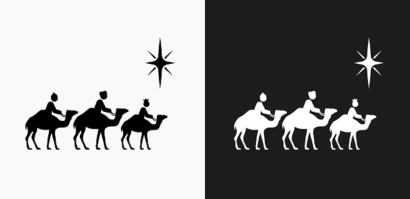 Caravan Icon on Black and White Vector Backgrounds