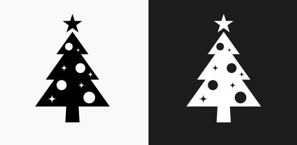 Christmas Tree Icon on Black and White Vector Backgrounds Christmas Tree Icon on Black and White Vector Backgrounds. This vector illustration includes two variations of the icon one in black on a light background on the left and another version in white on a dark background positioned on the right. The vector icon is simple yet elegant and can be used in a variety of ways including website or mobile application icon. This royalty free image is 100% vector based and all design elements can be scaled to any size. multiple christmas trees stock illustrations