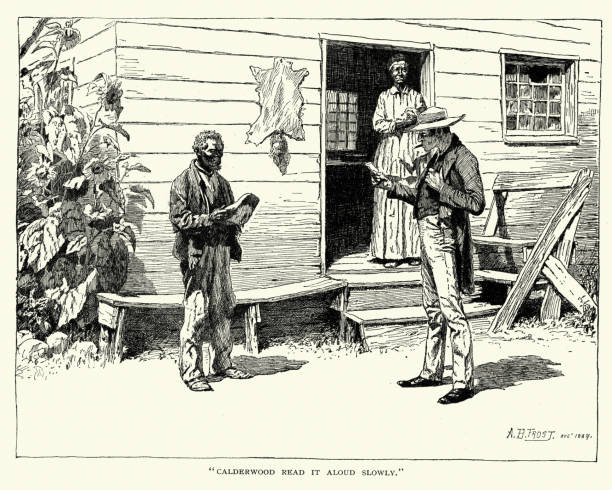 African American man and slave owner, 19th Century Vintage engraving of a African American man and slave owner, 19th Century american slavery stock illustrations