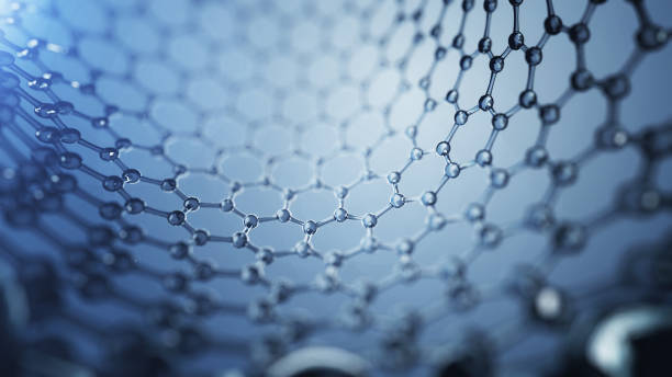 illusrtation 3d de moléculas de grafeno. ilustración de fondo de nanotecnología. - nanotecnología fotografías e imágenes de stock