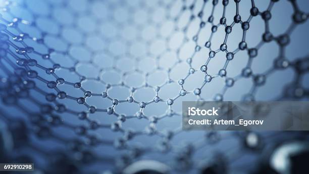 グラフェンの分子の 3 D Illusrtationナノテクノロジーの背景イラストです - ナノテクノロジーのストックフォトや画像を多数ご用意 - ナノテクノロジー, グラフェン, 3D