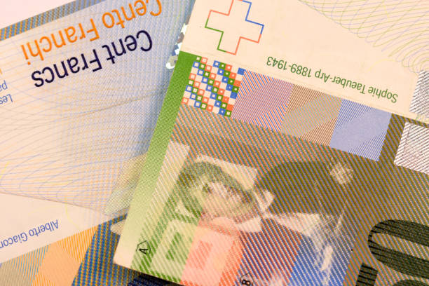 istock Close up Swiss francs currency note CHF 692914856