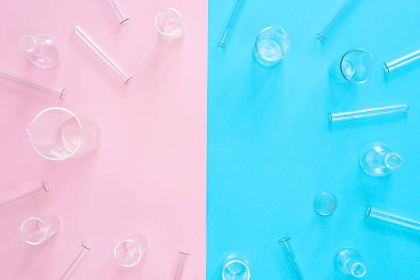 Medical supplies pattern top view on pink and blue background