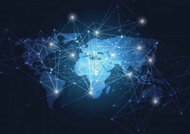 istock Global network connection. World map point and line composition concept of global business. Vector Illustration 692922802
