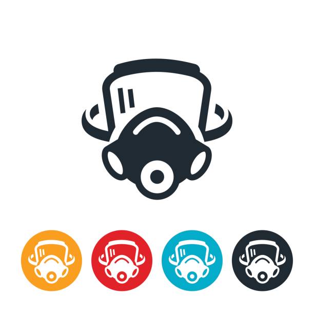 Firefighters Mask Icon An icon of a firefighters mask or gas mask. breathing device stock illustrations