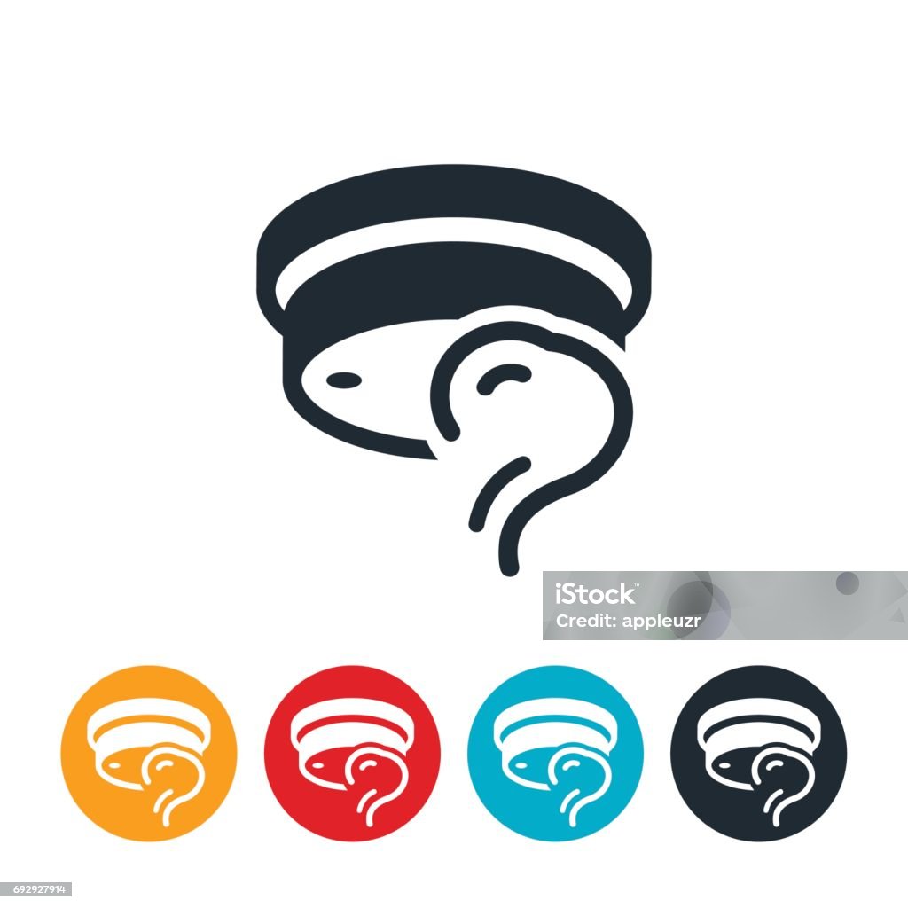 Smoke Detector Icon An icon of a smoke detector with smoke rising to it to indicate a fire. Smoke Detector stock vector