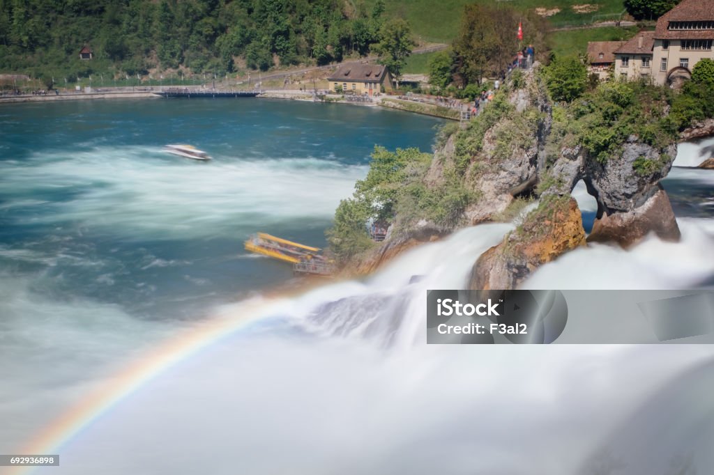 Rhine falls with a rainbow Blue Stock Photo
