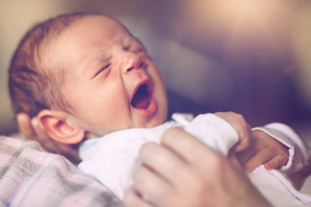 istock Newborn baby yawning 692945198