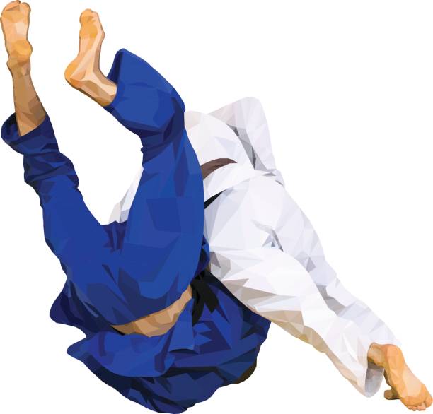 fighter judo throw for ippon fighter judo throw for ippon in competition judo vector illustration judo stock illustrations