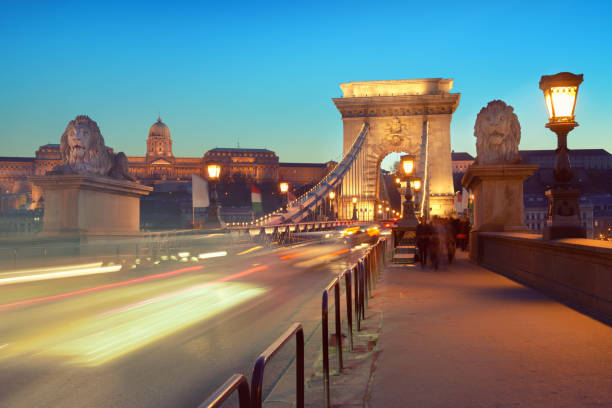 istock Evening traffic on Suspension Bridge in Budapest, Hungary 692962684