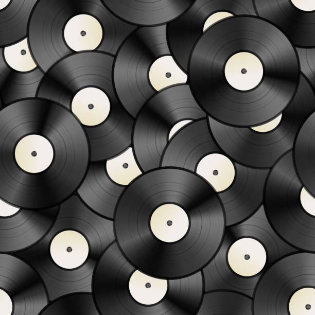 istock A lot of vintage vinyl discs, retro seamless pattern 692965156