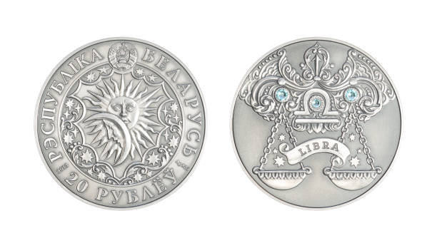 istock Silver coin Astrological sign Libra 692975842