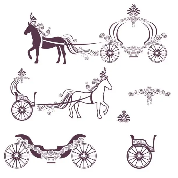 Vector illustration of Horse with a carriage