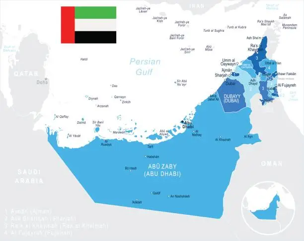 Vector illustration of United Arab Emirates - map and flag â illustration