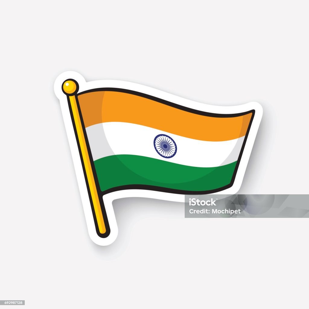 Sticker Flag Of India On Flagstaff Stock Illustration - Download Image Now - Cartoon, India, Arrival - iStock Sticker Flag Of India On Flagstaff Stock Illustration - Download Image Now - Cartoon, India, Arrival - iStock