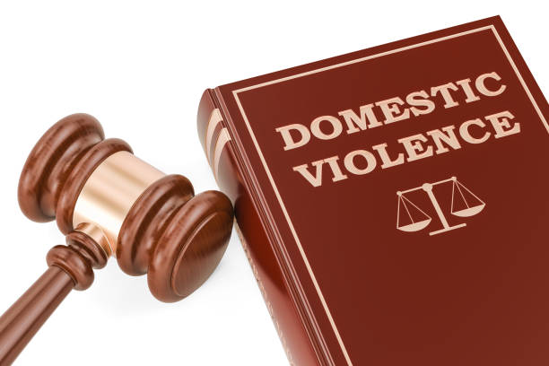 domestic violence concept with gavel and book, 3d rendering - gavel mallet law legal system imagens e fotografias de stock