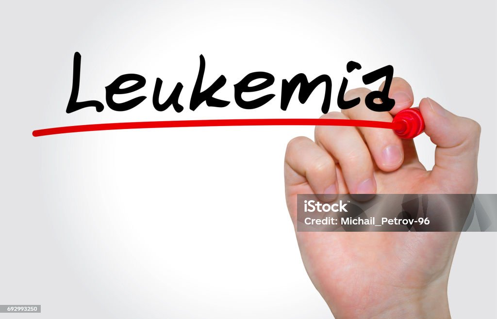Hand writing inscription Leukemia with marker, concept Chronic Granulocytic Leukemia Stock Photo