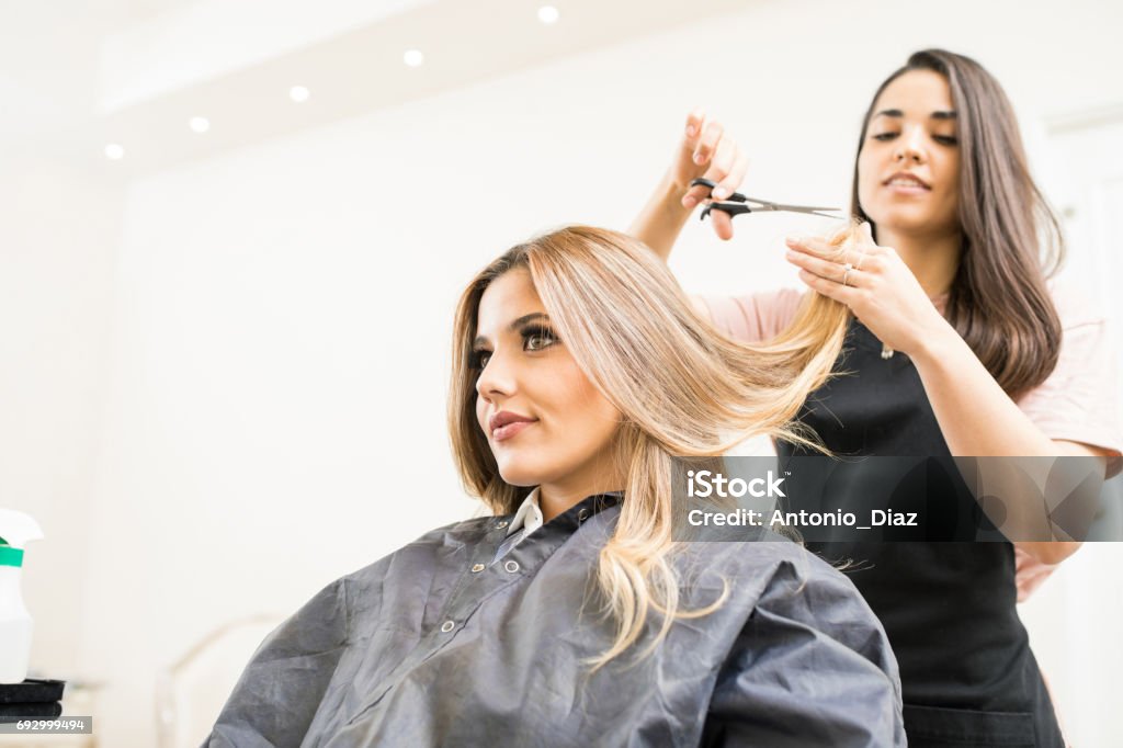 Hairdresser Cutting Some Hair Tips Stock Photo - Download Image Now -  Hairdresser, Hair Salon, Cutting Hair - iStock