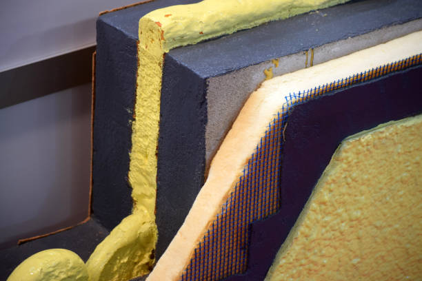 Cross-sectional view of the wall panel with insulation made of polyurethane foam