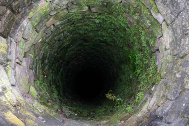 istock Deep water well in the town, inside. 693011064