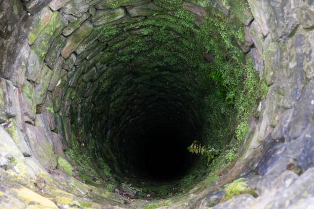 istock Deep water well in the town, inside. 693011074