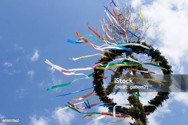Looking Up A Maypole Stock Photo - Download Image Now - Maypole, Germany, Austria