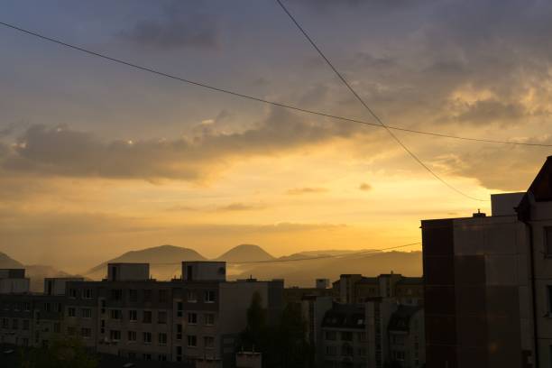 istock Colorful sunrise in the town 693019630