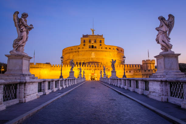 istock Scenic view of Castle San Angelo before sunrise, Rome 693020446