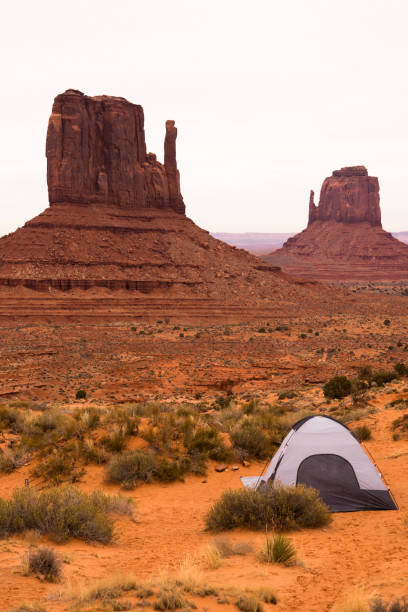 Adventure Seekers Pitched Tent in Monument Valley Mitten Buttes