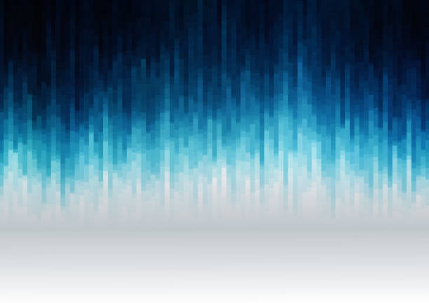 많은 중복 기하학 추상 배경입니다. 파란색의 음영을 나�타냅니다. 가로 형식 a4입니다. - abstract communication wave pattern striped stock illustrations