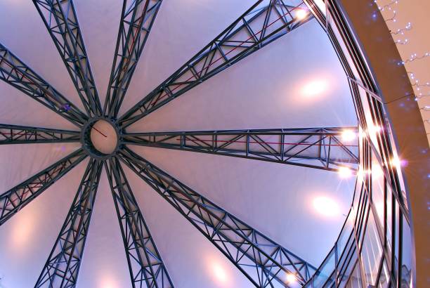 istock metal roof structure of modern building 693031090