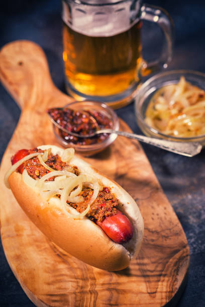 Fresh chicken sausages with tomato sauce (Soft focus)