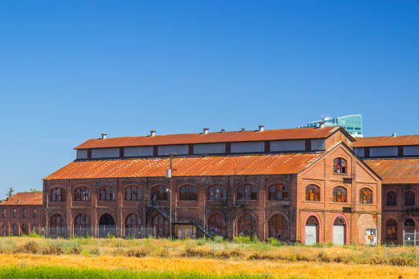 istock Vintage Brick Railroad Building With Rusty Tin Roof 693040332