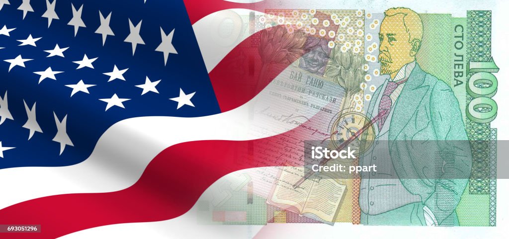 The concept of economic and political relationships the United States with Bulgaria. 3D illustration. Agreement Stock Photo