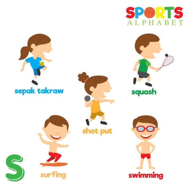 illustrations, cliparts, dessins animés et icônes de alphabet de sports avec la lettre s - sepak takraw