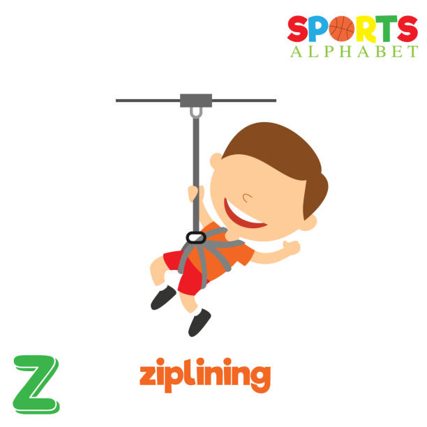 Sports Alphabet with Z Letter Sports Alphabet. Z Letter Vector Illustration zip line stock illustrations