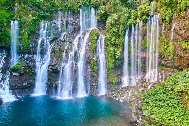 Cascade Langevin - Reunion Island Cascade Langevin - Reunion Island reunion stock pictures, royalty-free photos & images