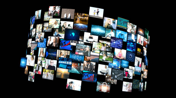 istock Media concept video wall with small screens 693064066