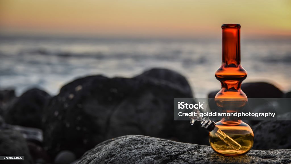 Right side red ocean bong bong on the ocean on the reef Bong Stock Photo